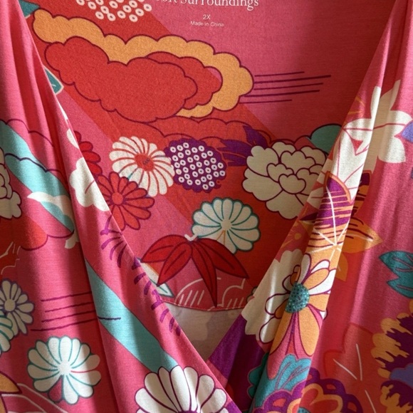 NWT Soft Surroundings Poise Dress Sun Kissed Coral Maxi Floral Plus Size 2X - Picture 6 of 15